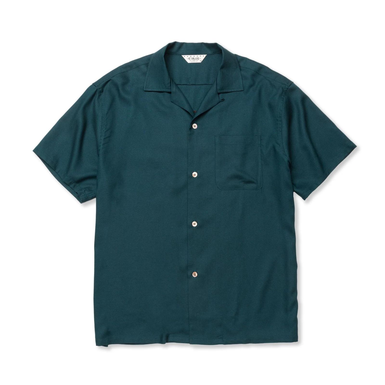 EMBROIDERY "BLATANT LOCALISM" OPEN COLLAR SH (GREEN) / オープンカラーシャツ