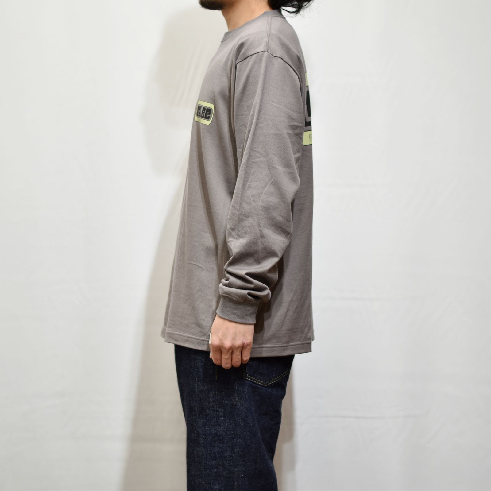 CALEE BOX LOGO L/S T‐SHIRT (GRAY)