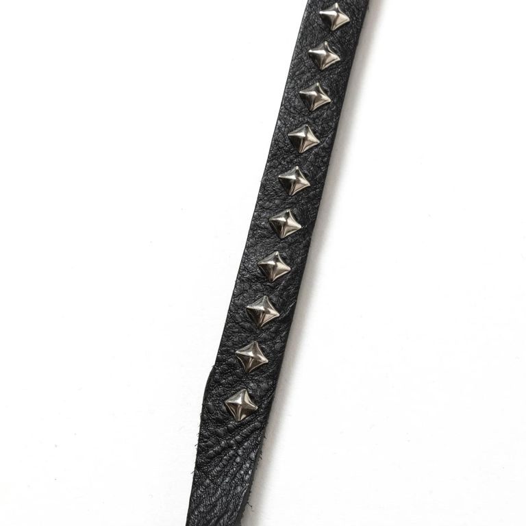 CALEE - STUDS & KNITTING LEATHER LONG KEY RING (BLACK CALEE - STUDS & KNITTING LEATHER LONG KEY RING (BLACK