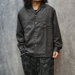 FAUX SUEDE SH (CHARCOAL)｜フェイクスエード オープンカラー 長袖シャツ｜CL-25AW007