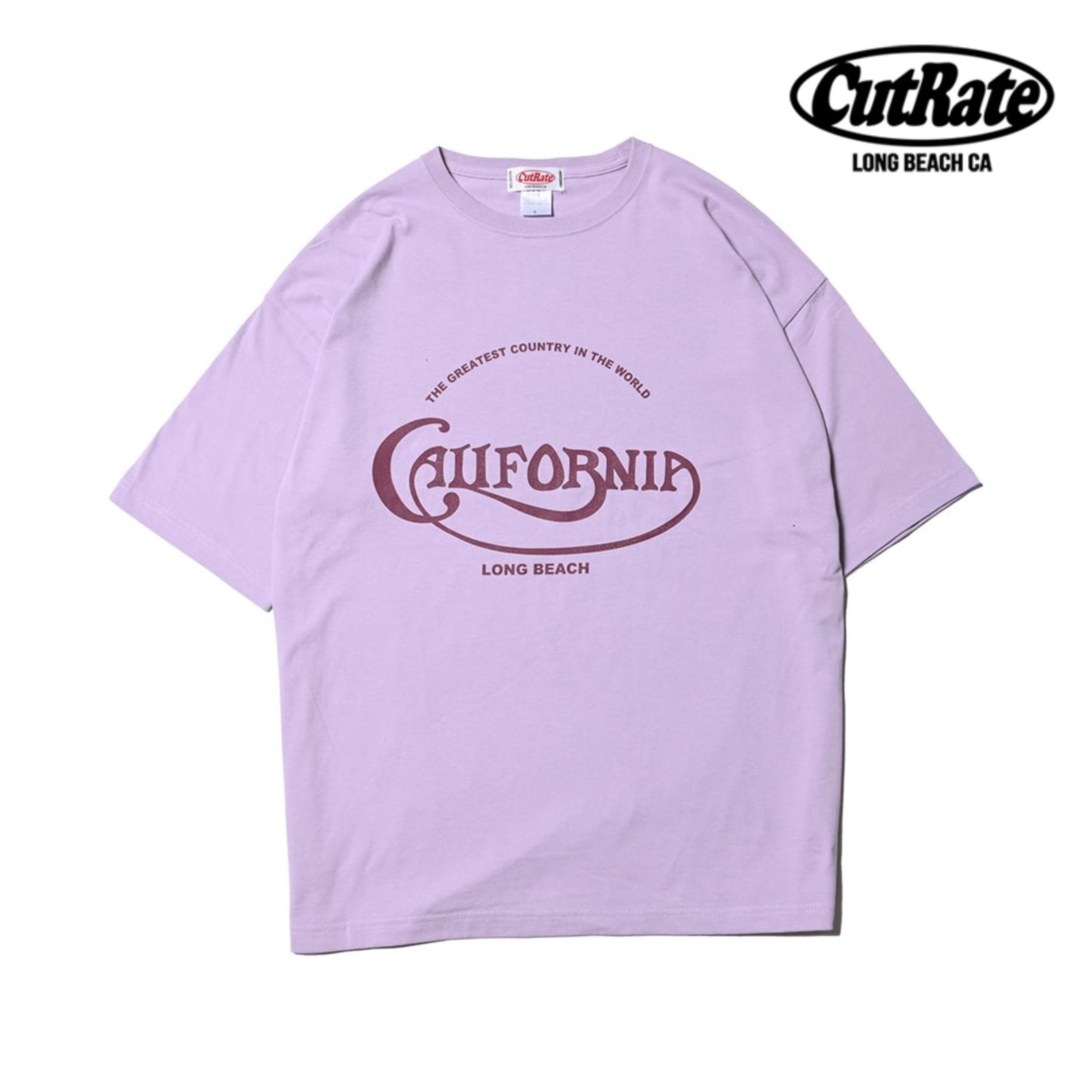 CUTRATE CALIF LOGO DROP SHOULDER S/S -T-SHIRT (SMOKEY PURPLE) / ドロップショルダー プリントTシャツ