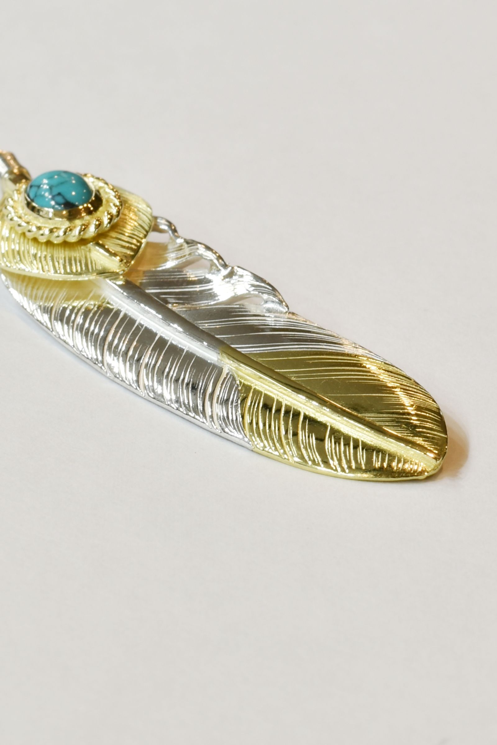 L feather K18 top 01 / L K18 heart feather 01 / turquoise 6×8 / K18 cup
