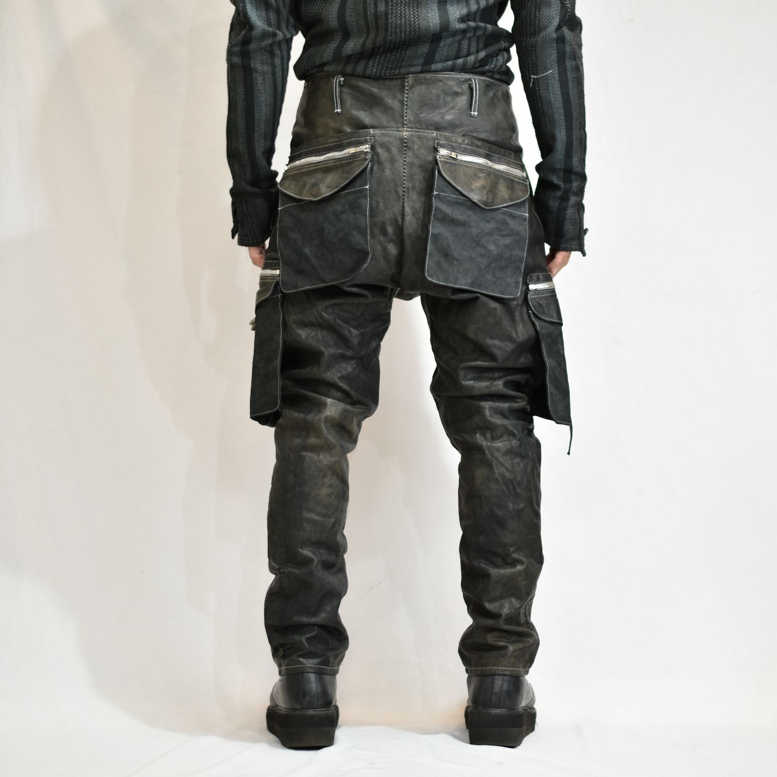 BUFFALO LEATHER PANTS ARMYHALF LINED MP-1 (91N)