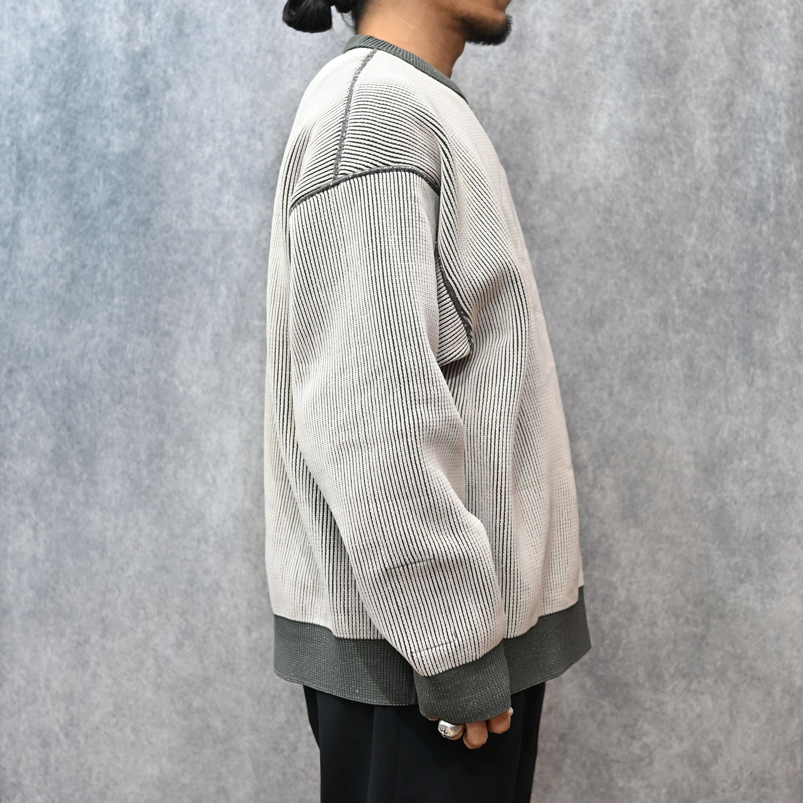 EXCHANGE SERVICE TOPS KNIT （MIX GRAY）｜リバーシブル ニット｜9252-KT02-016