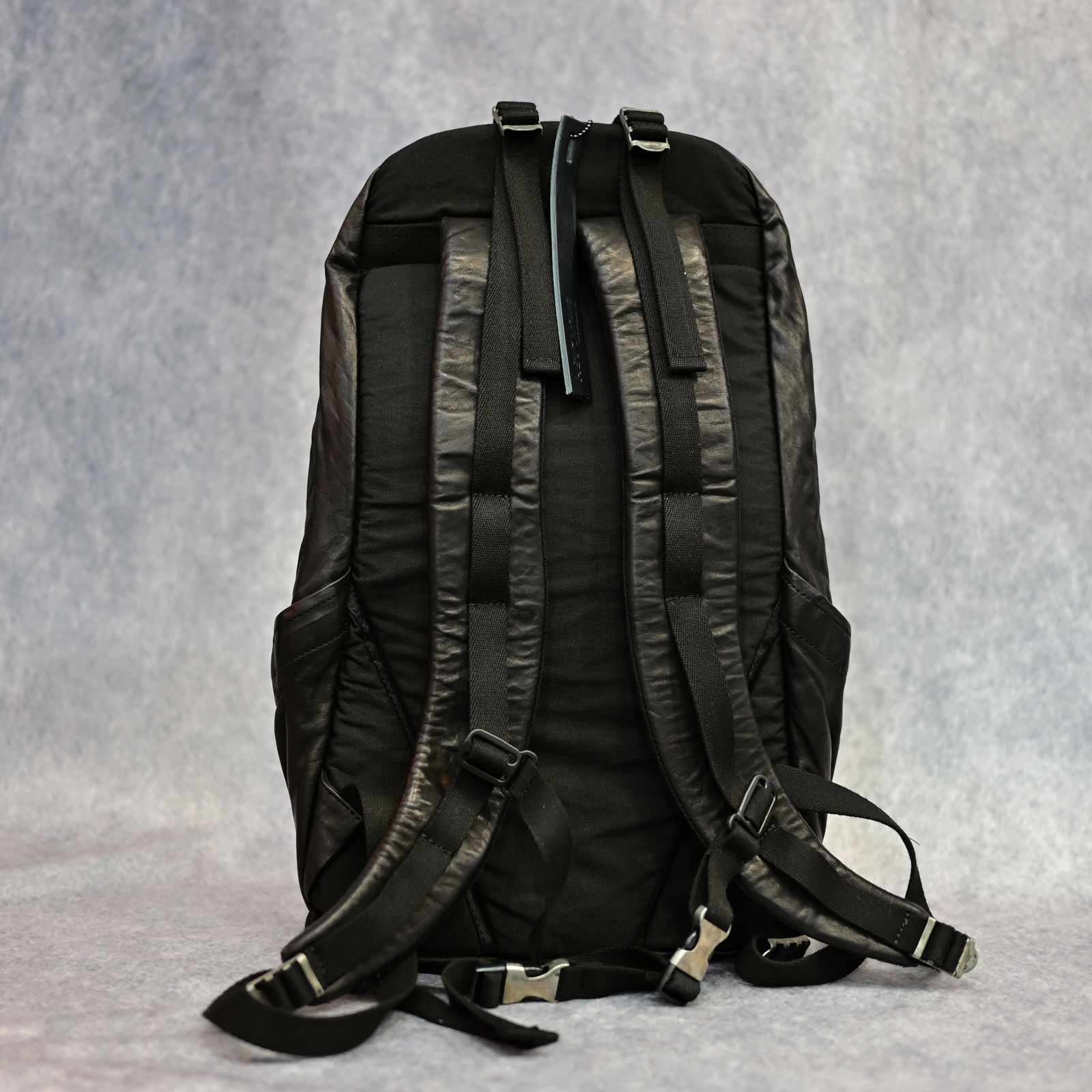 ITALY SHOULDER GARMENT-DYED BACKPACK （BLACK）｜イタリーショルダー製品染め 0.8mm リュック｜243-03