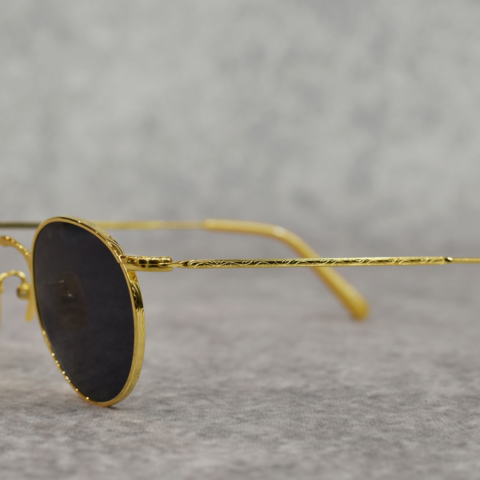 VINTAGE TYPE CIRCLE METAL GLASSES (GOLD / GRAY)｜ヴィンテージタイプ サークルメタル サングラス｜CL-25AW003G