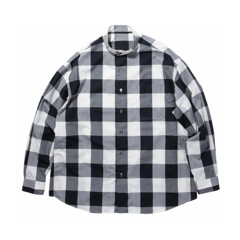 Porter Classic - BLOCK CHECK STAND COLLAR SHIRT (BLACK) - ブロック