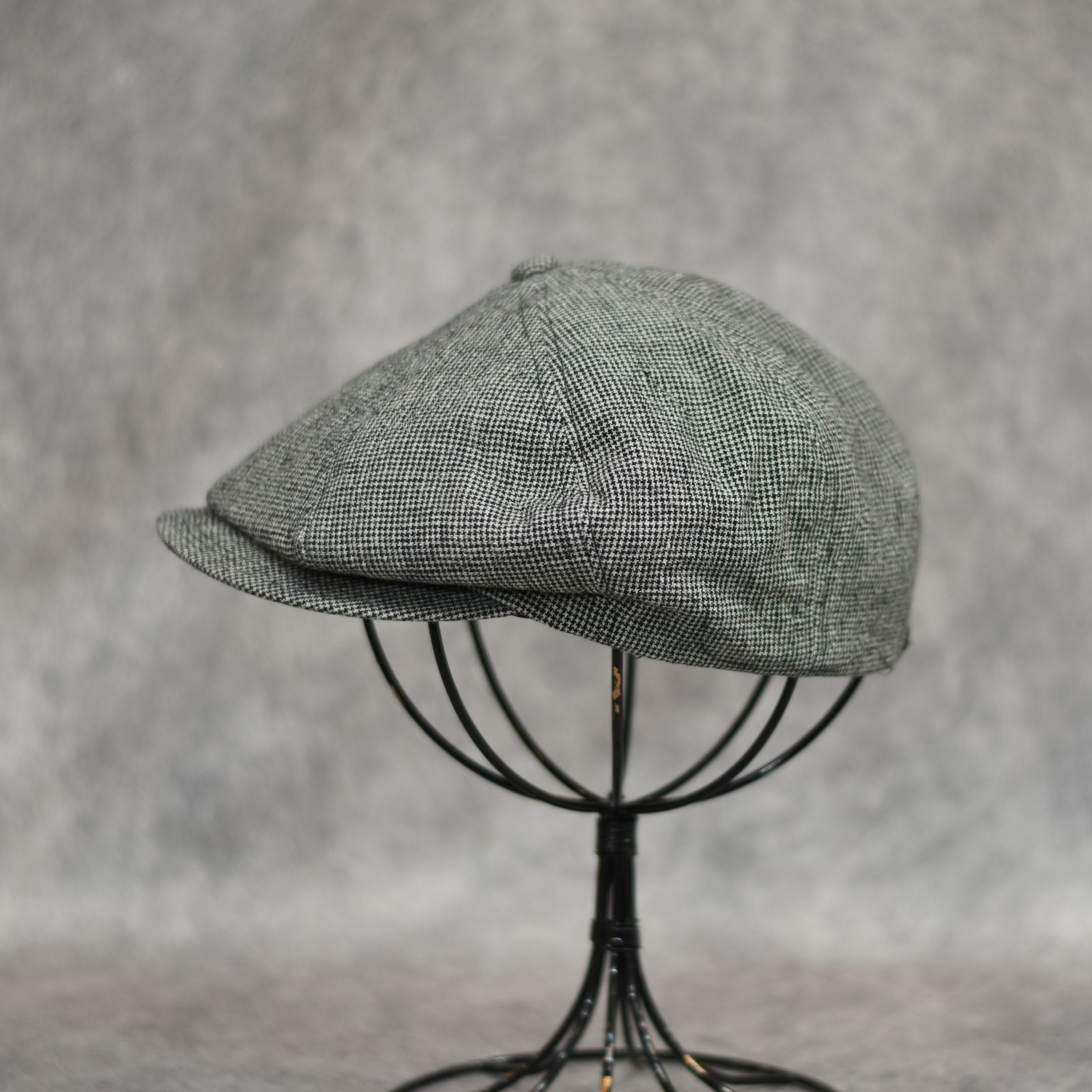 Linen Houndstooth Casquette "OLDBOY" (IVORY) / 千鳥格子 キャスケット