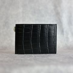 オイルクロコ+イタリアンバケッタ 二つ折り財布 （BLACK / ブラック） 383-01