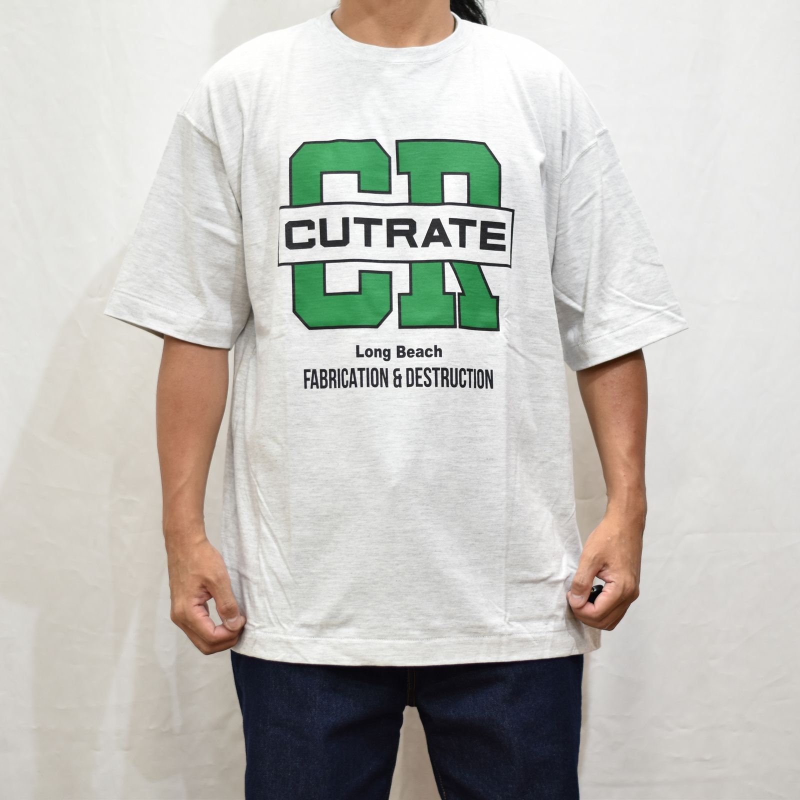 CUTRATE FOOTBALL TEAM LOGO DROPSHOULDER S/S T-SHIRT (ASH GRAY)