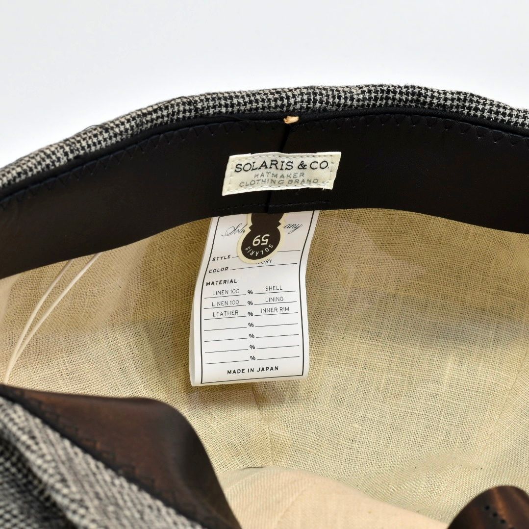 Linen Houndstooth Casquette "OLDBOY" (IVORY) / 千鳥格子 キャスケット