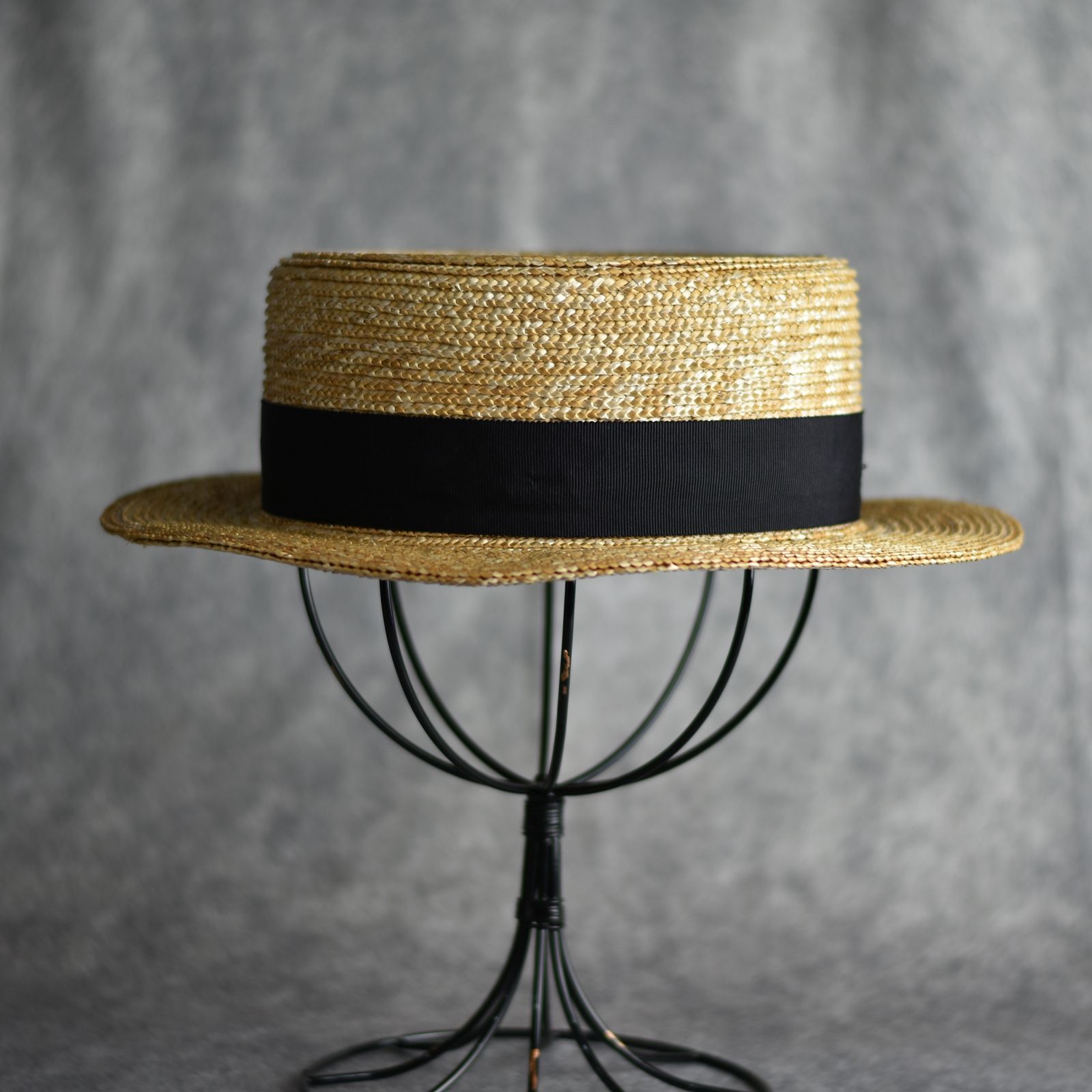 STRAW BOATER HAT (BEIGE) / ストローハット 麦わらカンカン帽