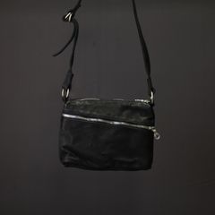ジャパンダブルショルダー フルタンニン製品染め ショルダーバッグ （BLACK）