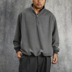 UNEVEN FLLECE HALF ZIP SW (GRAY) / スタンドカラー ハーフジップ フリース シャツ