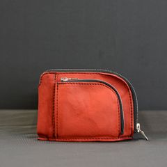 ダブルショルダーレザー 製品染め ZIP ウォレット （RED）