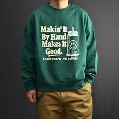 ×VENICE8 COFFEE HOUSE SMILEY FACE DISPENSER DROP CREW NECK SWEAT (GRN) / ドロップショルダー クルーネック スウェット