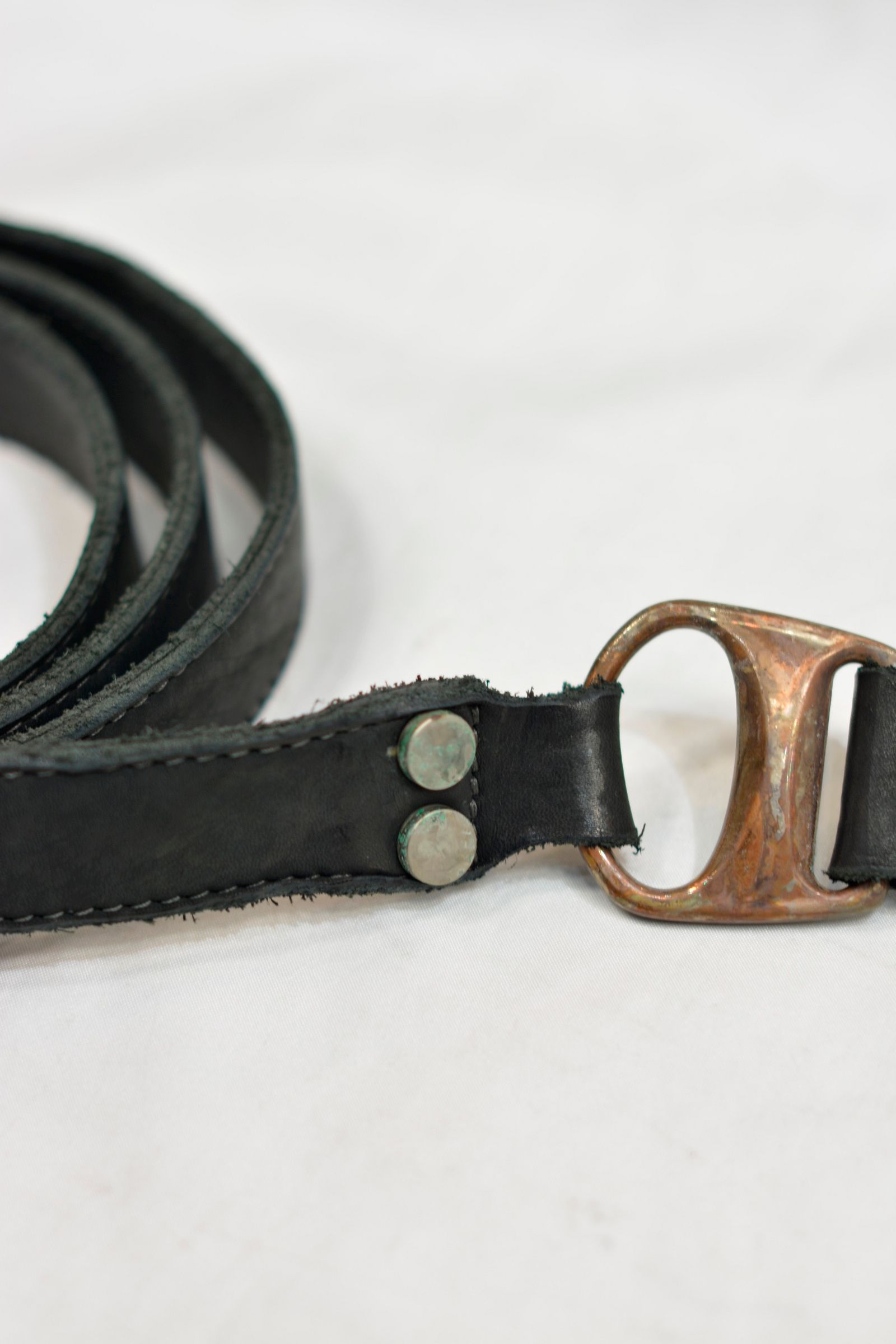 CALF LEATHER BELT D-RING NARROW LONG