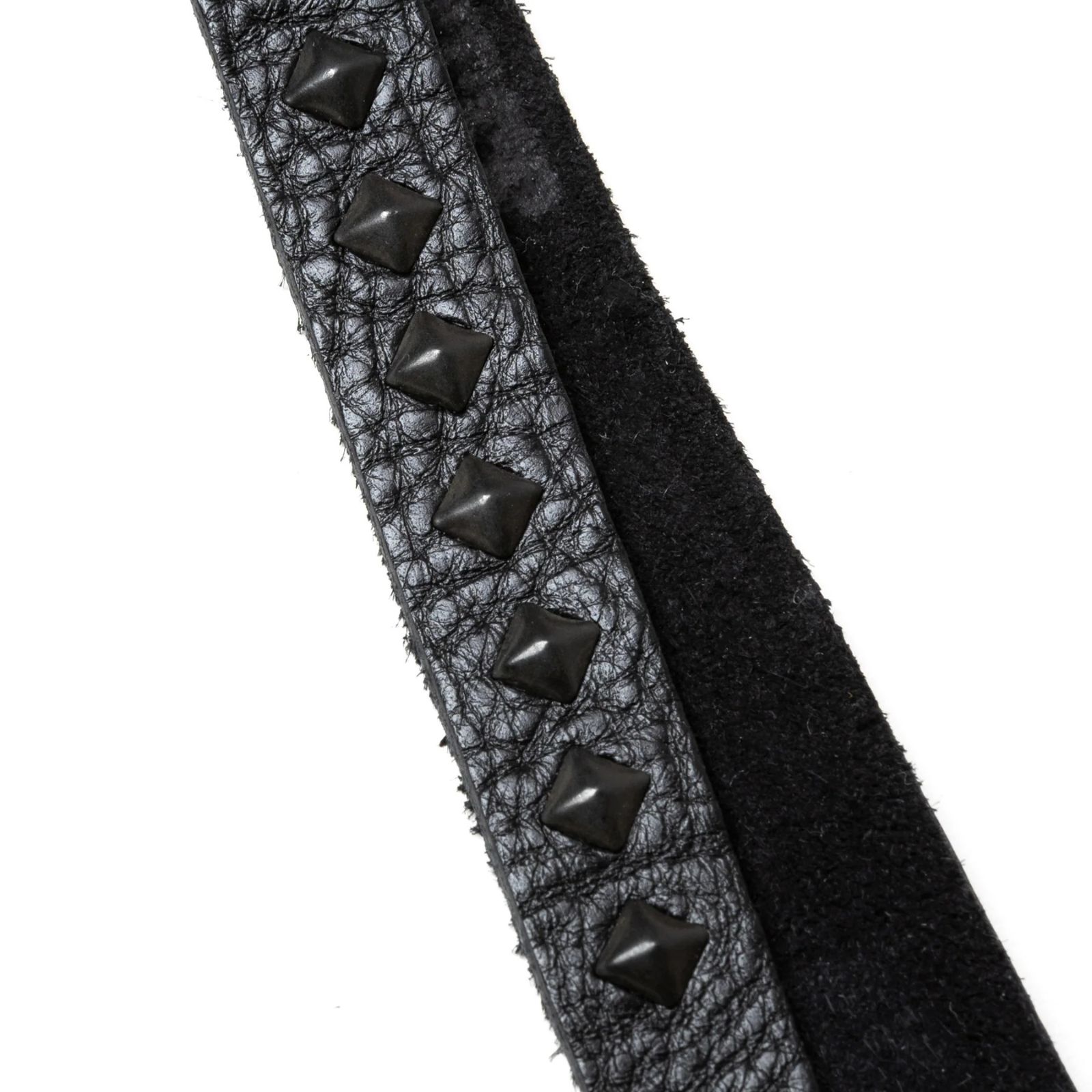 STUDS & KNITTING LEATHER LONG KEY RING ＜TYPE A＞ (BLACK/BLACK) / スタッズレザー 編み込みレザー ロングタイプ キーリング キーホルダー