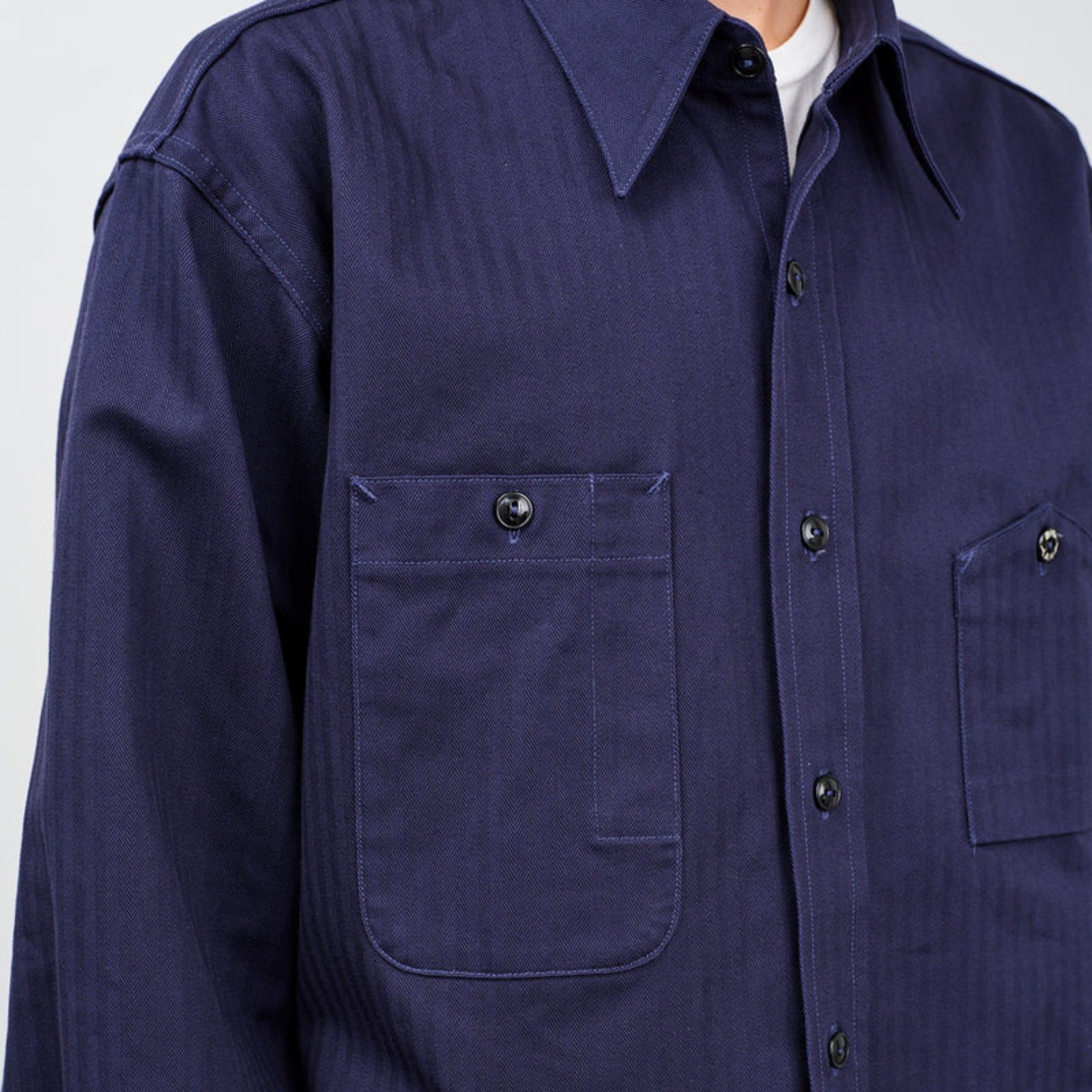 Y1944 HBT SHIRT （NAVY） ヘリンボーンシャツ （ネイビー）