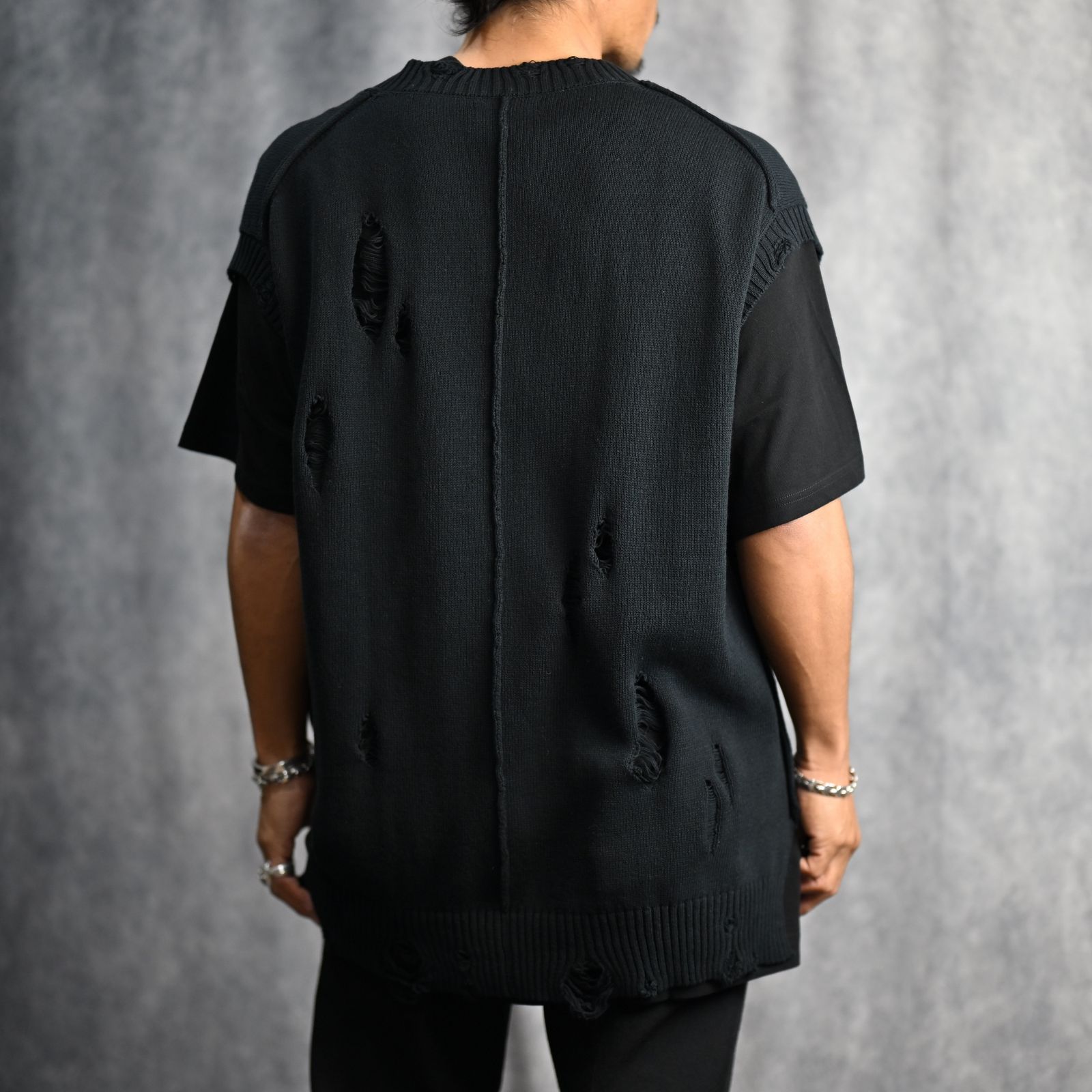 ワイズ／ヨウジヤマモト／カットソー／変型ベスト yohji yamamoto - pour homme 人間失格柄ベスト / HZ-V09-022