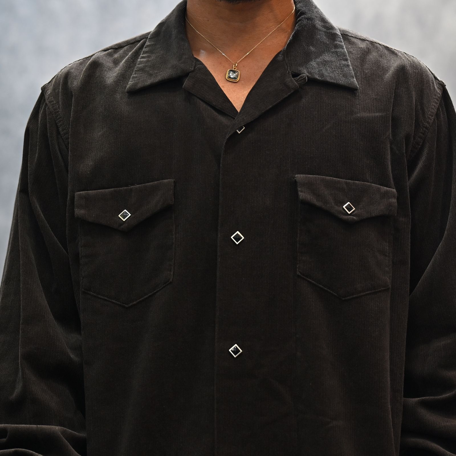 Narrow Corduroy Western Open Collar SH （DBR） / ウエスタン コーデュロイシャツ （ブラウン） 2508-5001