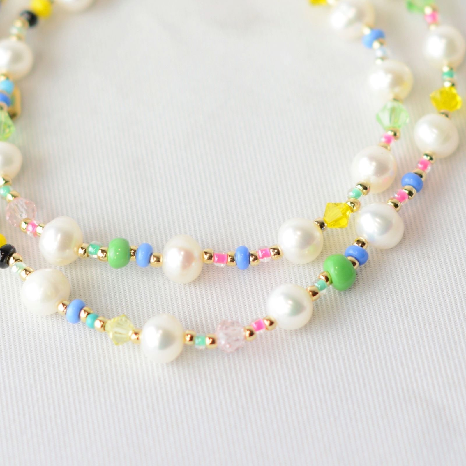 PEARL AND CRYSTAL BEADS NECKLACE (MULTI)