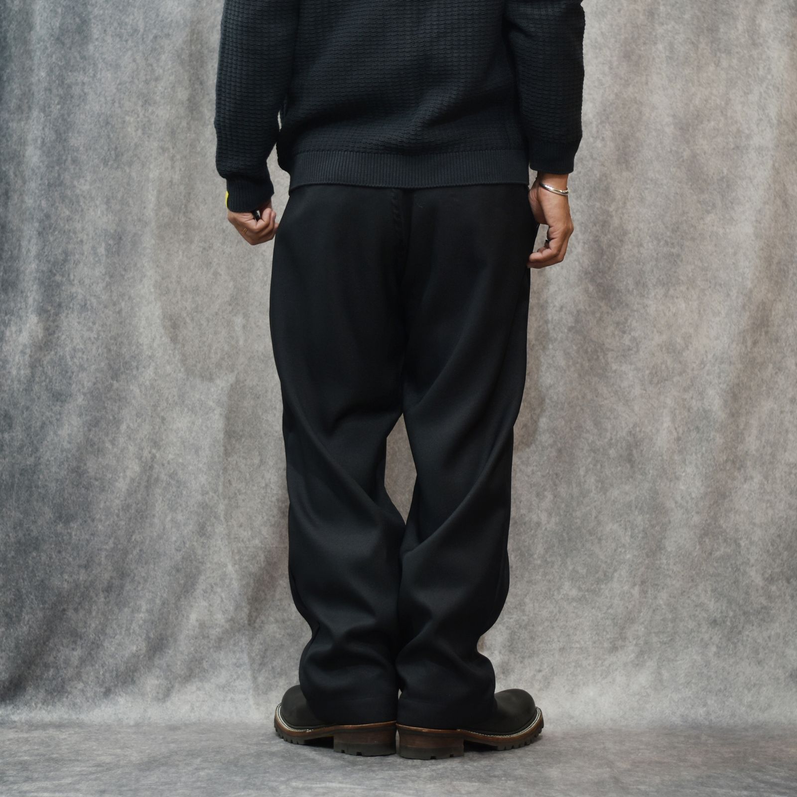 ST-P TUCK SLACKS (BLACK)｜スタプレ タック スラックス｜CL-26SS008