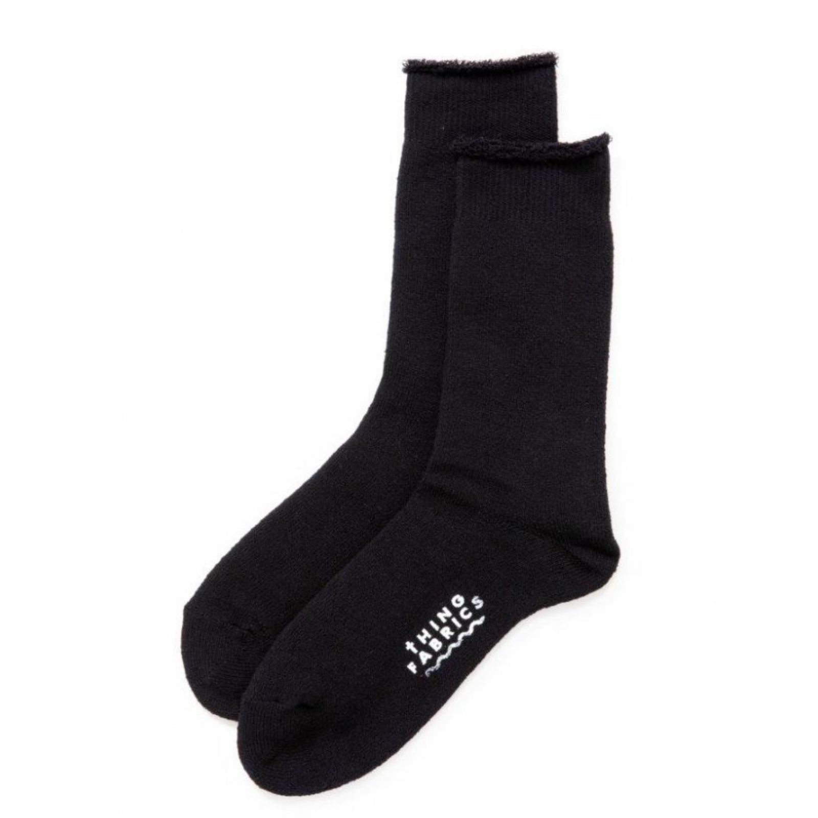 オーガニック糸パイルクルーソックス (ブラック) | TF Organic Heather pile crew socks (Black)