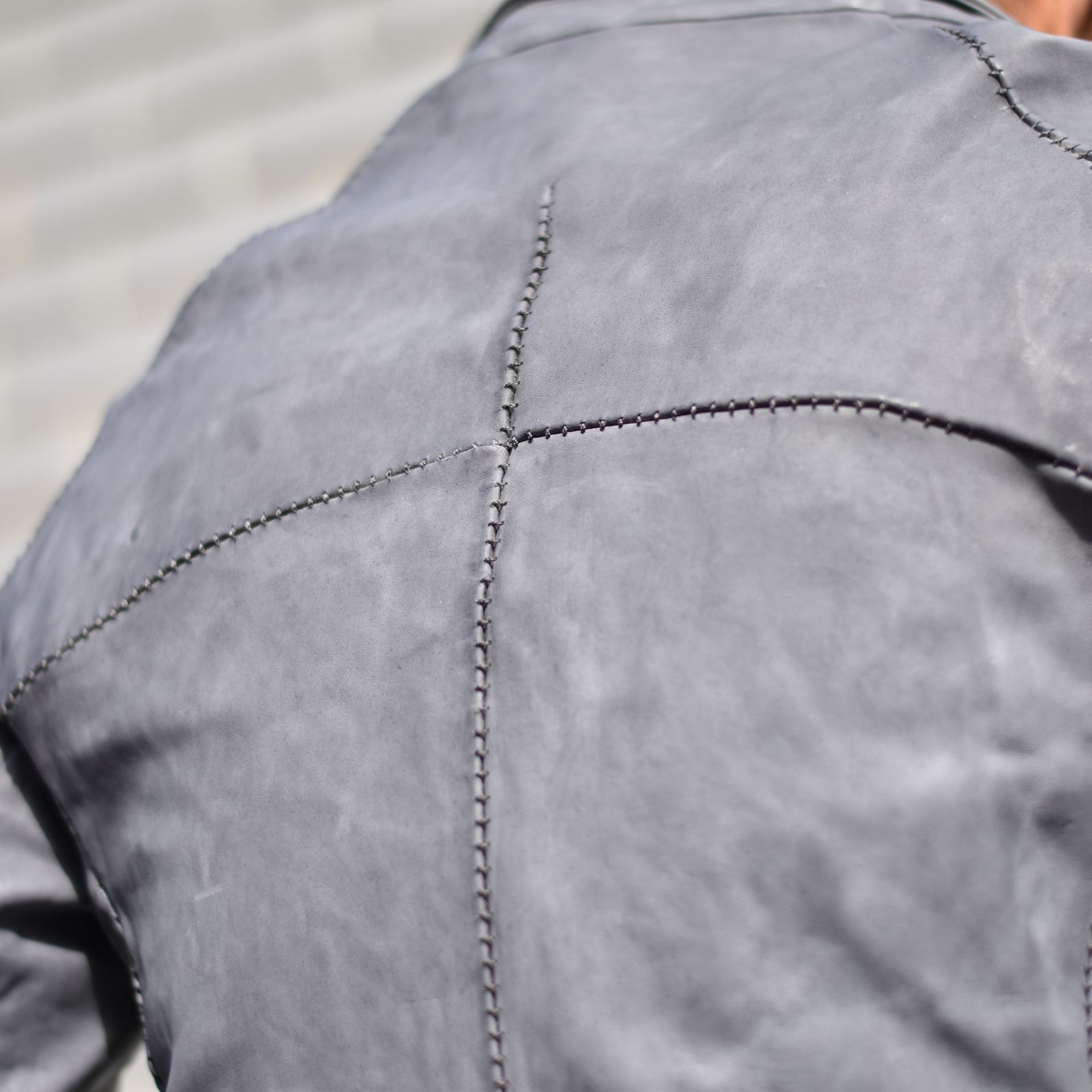 HORSE WHIT LEATHER DOUBLE BREAST MOTO LINED OVER POCKET MB-2