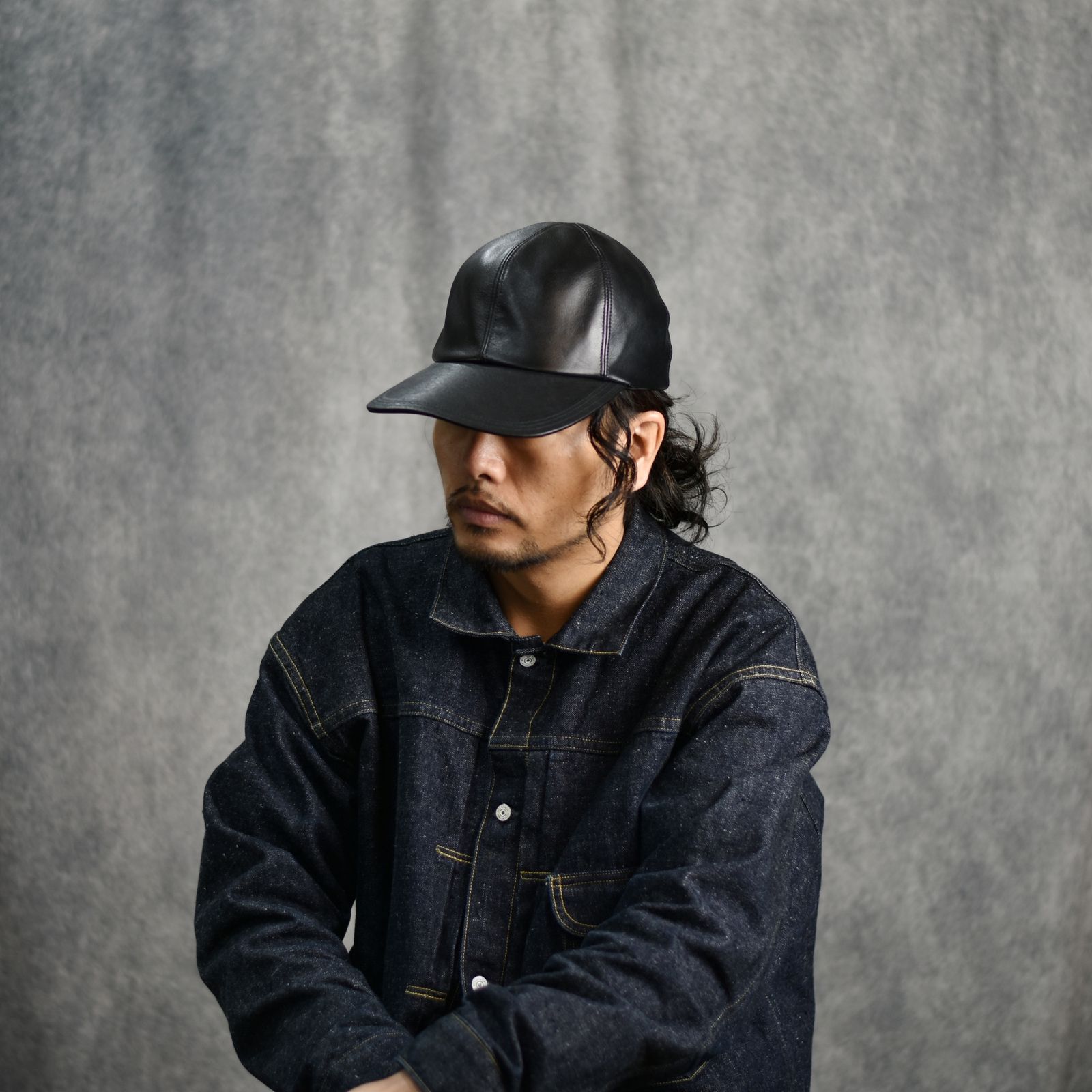 Steerhide Curved Visor Cap "LAPHROAIG" (BLACK) / ステアハイド キャップ