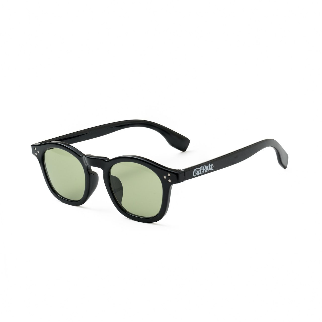 CUTRATE LOGO GLASSES (BLACK × GREEN)｜ウェリントン サングラス｜CR-26AW001
