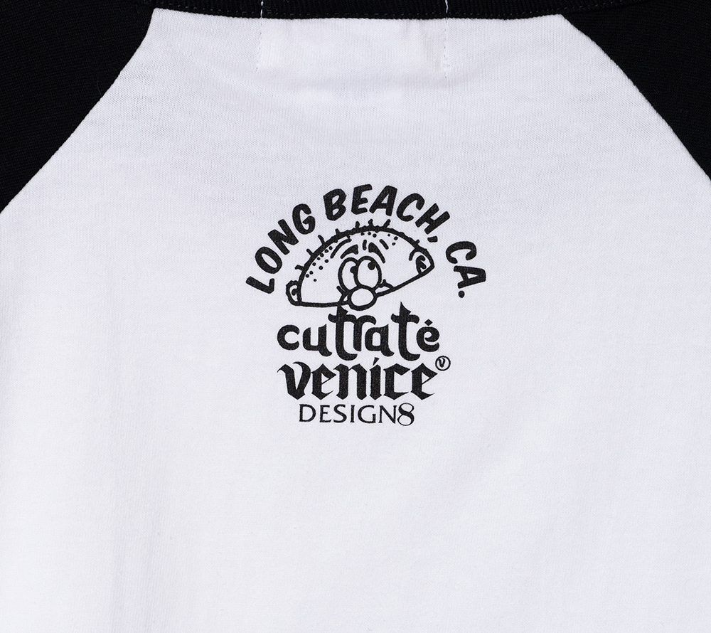 ×VENICE8 COFFEE HOUSE P.Y.F R/S TEE (WHT×BLK) / ラグランスリーブ ロンT
