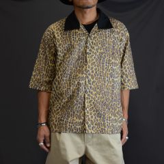 コットンレーヨン レオパード半袖シャツ （BLK×BIE）
