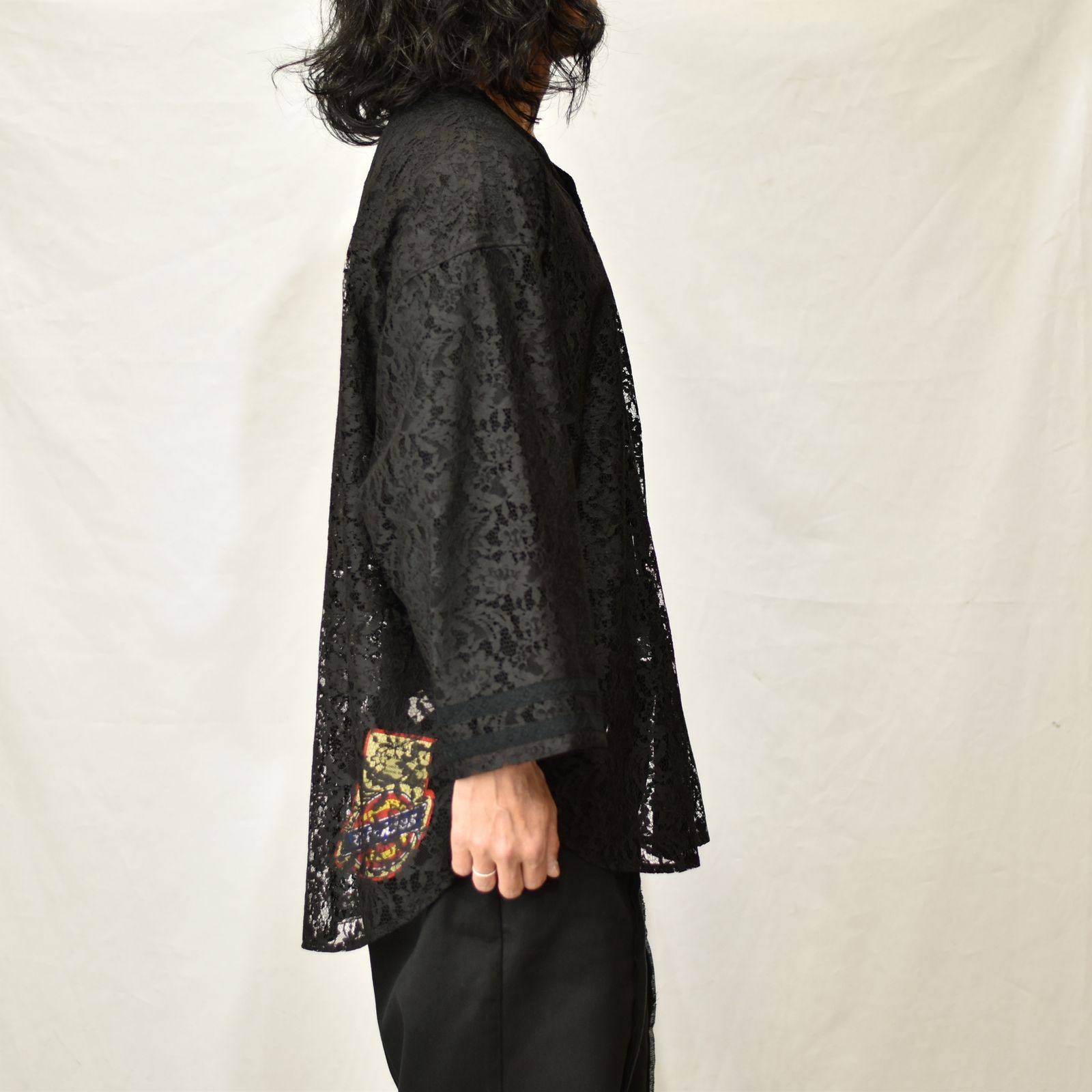 el conductorH - FLOWER LACE BASEBALL TOP (BK) / フラワーレース