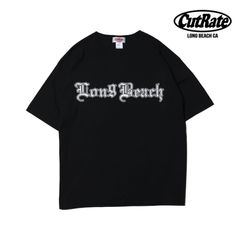 CUTRATE LONG BEACH CA LOGO DROP SHOULDER S/S -T-SHIRT (BLACK) / ドロップショルダー プリントTシャツ