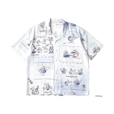 DISNEY HAWAIIAN HOLIDAY / PORTER CLASSIC HAWAI'I ALOHA COLLECTION / ALOHA SHIRT (BLUE) - アロハシャツ