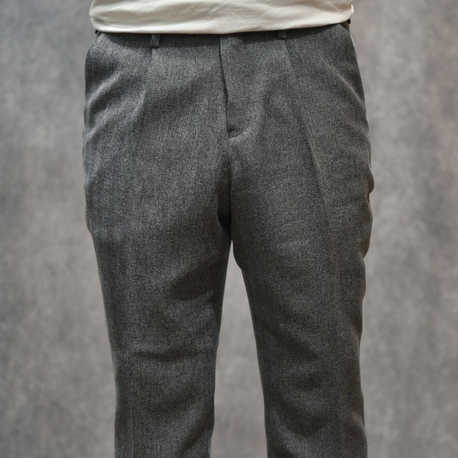 VINTAGE TYPE HERRINGBONE SLACKS (CHARCOAL)｜ヘリンボーン スラックス｜CL-25AW032