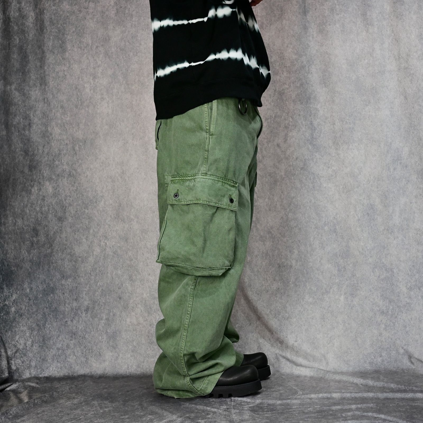 Denim Wide Cargo PS （KHA） /  デニム ワイド カーゴパンツ （カーキ）
