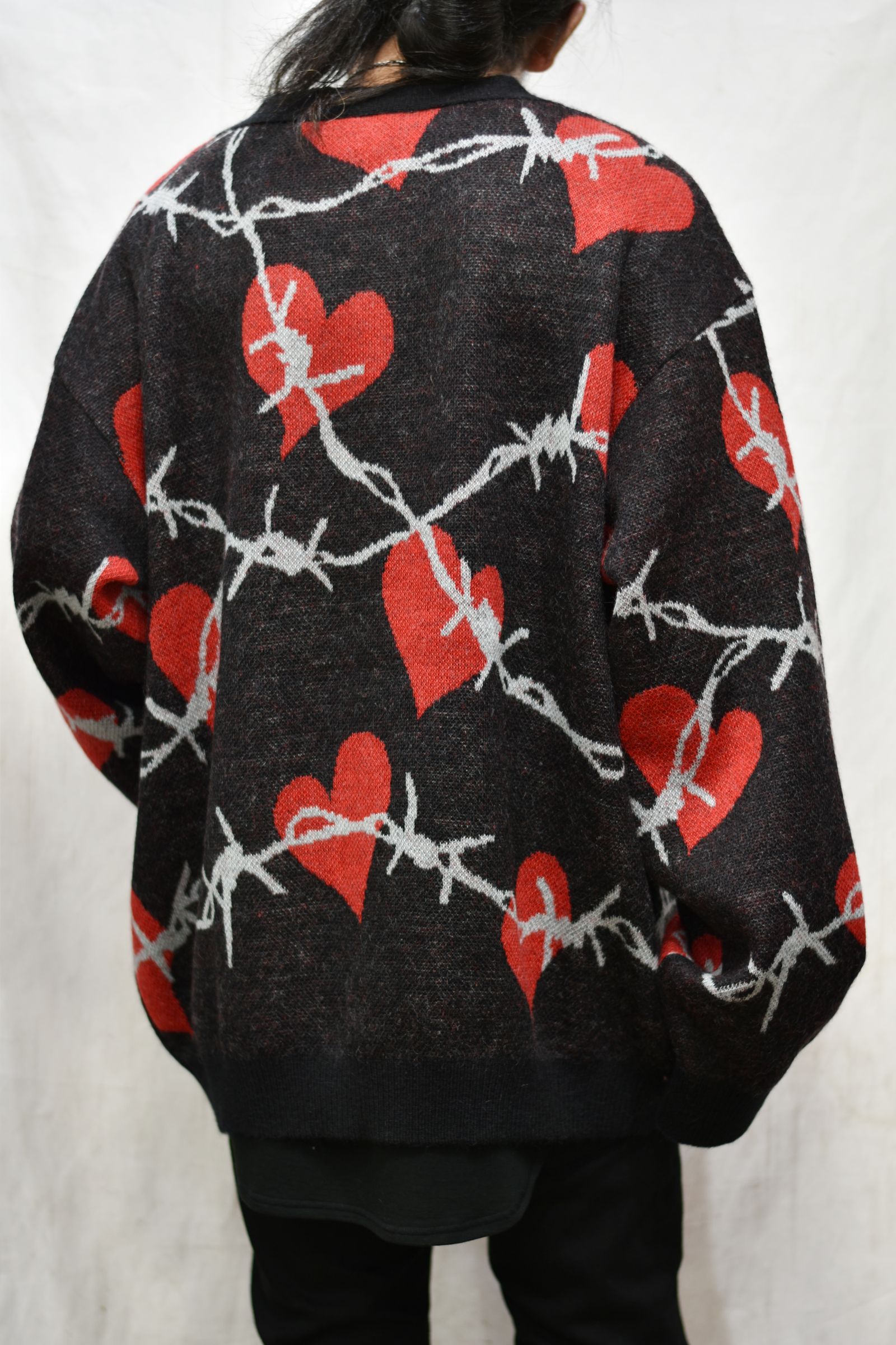 el conductorH - MOHAIR KNIT CARDIGAN `HEARTS (BK) | chord online store