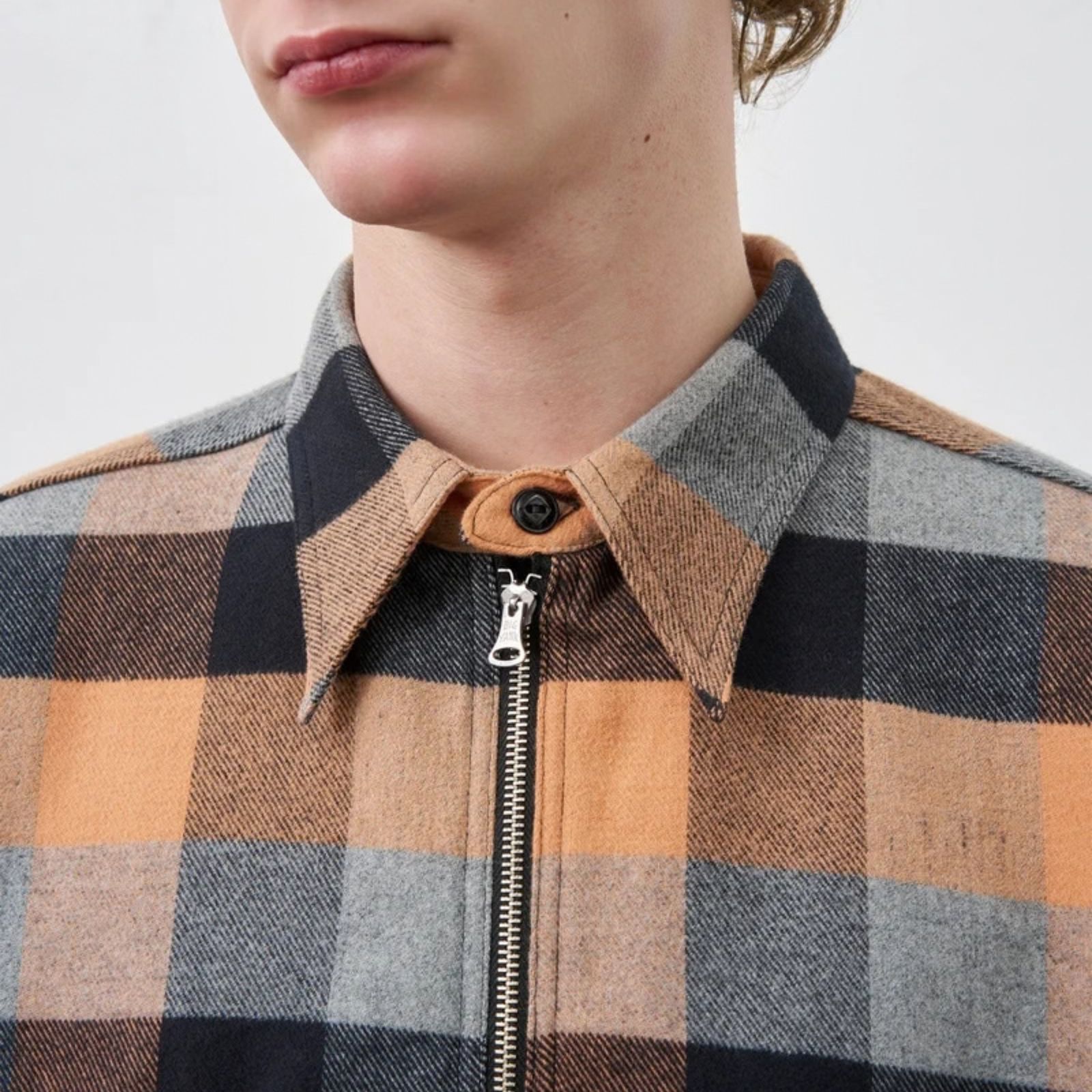 Y1936 H-ZIP FLANNEL CHECK SHIRT （ORANGE / オレンジ）｜ 602-262-03