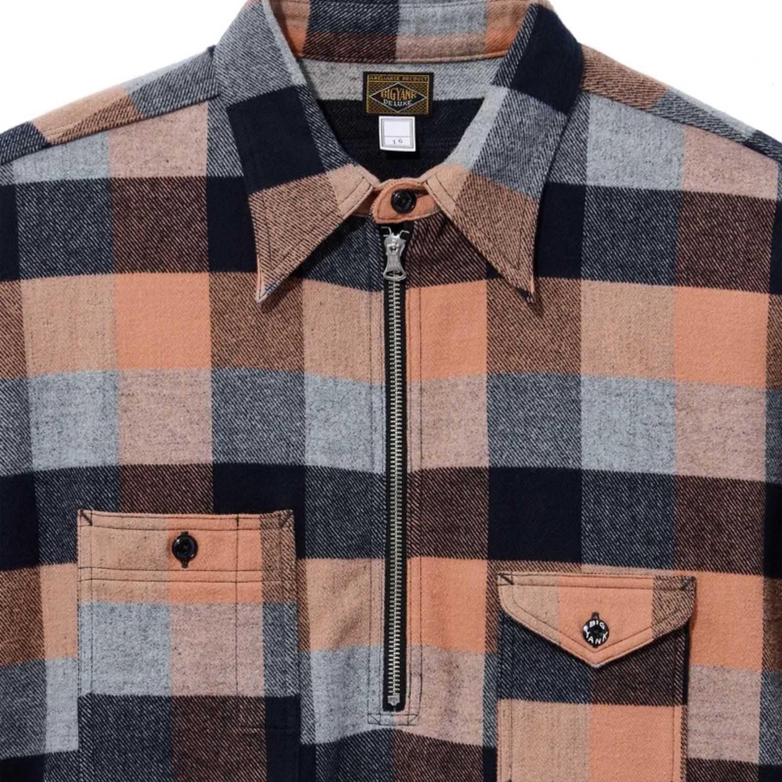 Y1936 H-ZIP FLANNEL CHECK SHIRT （ORANGE / オレンジ）｜ 602-262-03