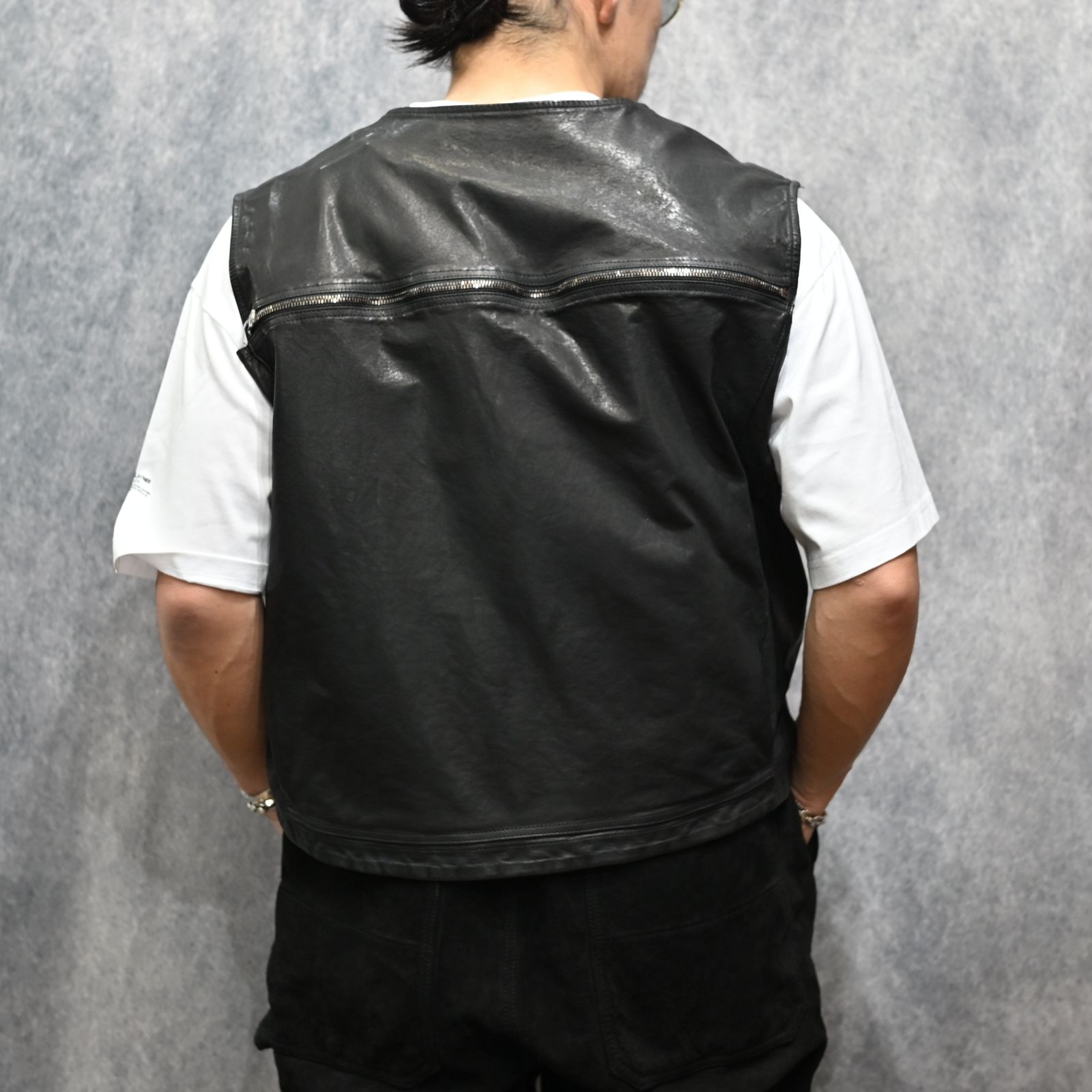 ジャパンステア ミモザレザー製品染め フィッシングベスト （BLACK / ブラック） 2192-02