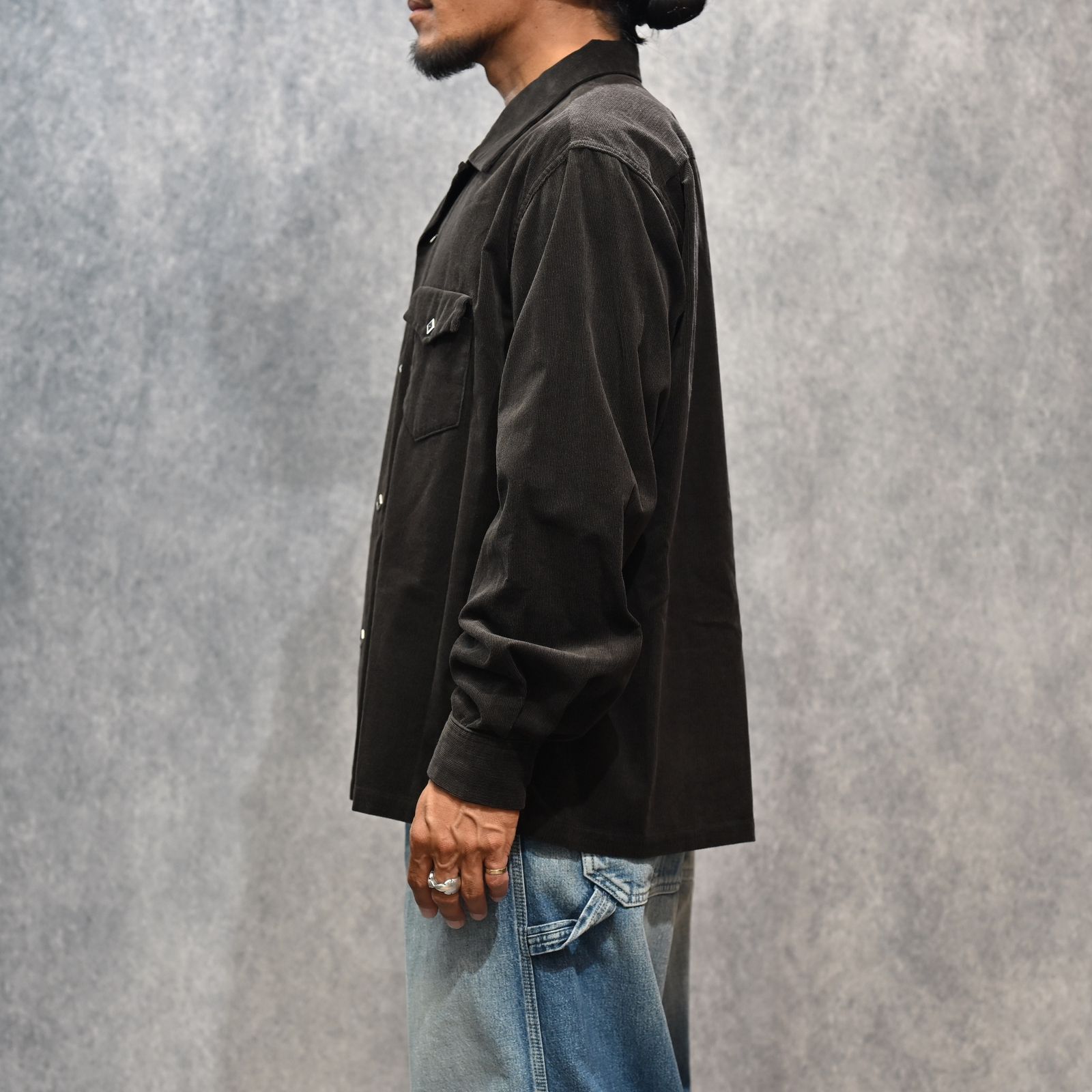 Narrow Corduroy Western Open Collar SH （DBR） / ウエスタン コーデュロイシャツ （ブラウン） 2508-5001