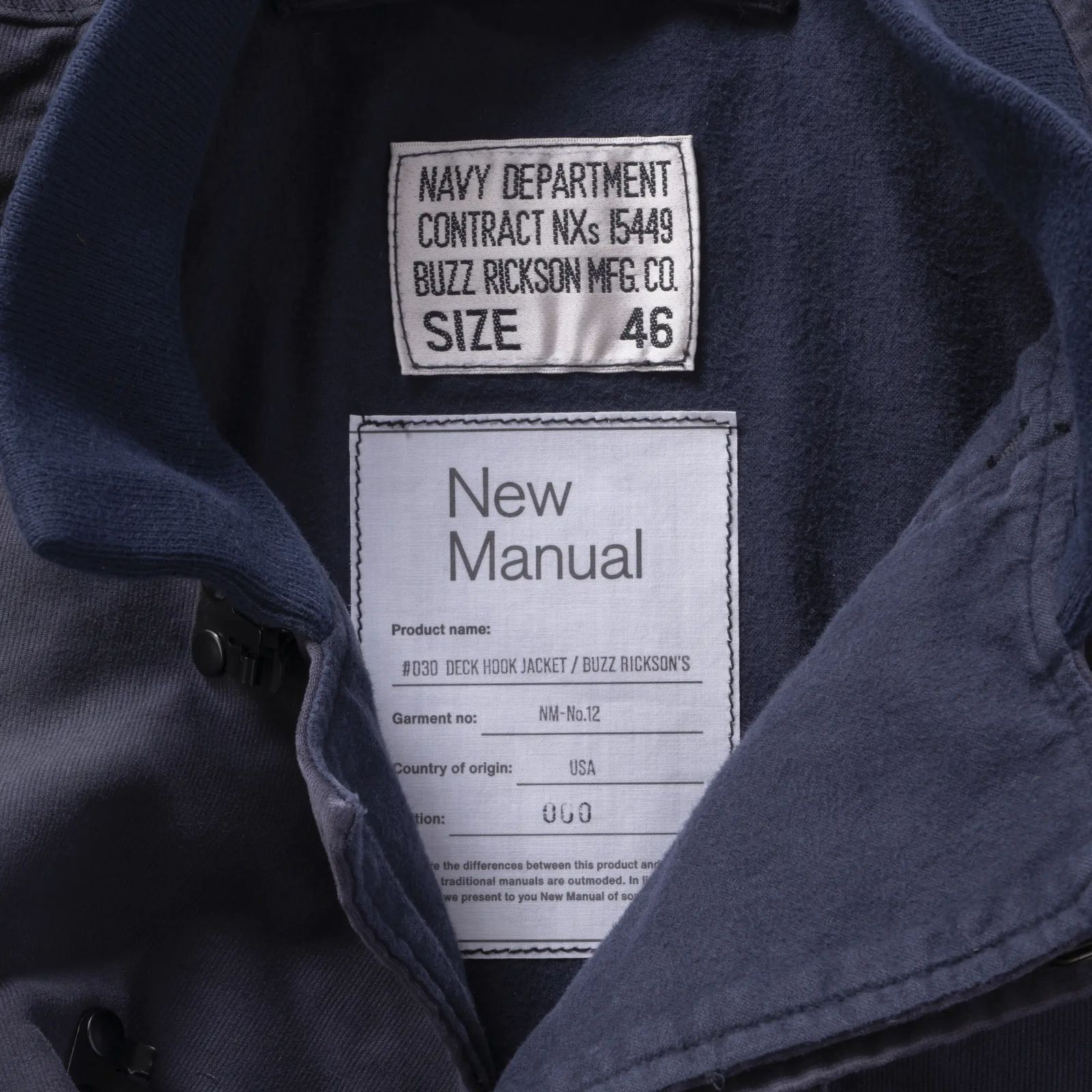#030 DECK HOOK JACKET / BUZZ RICKSON’S （NAVY） / デッキジャケット （ネイビー）