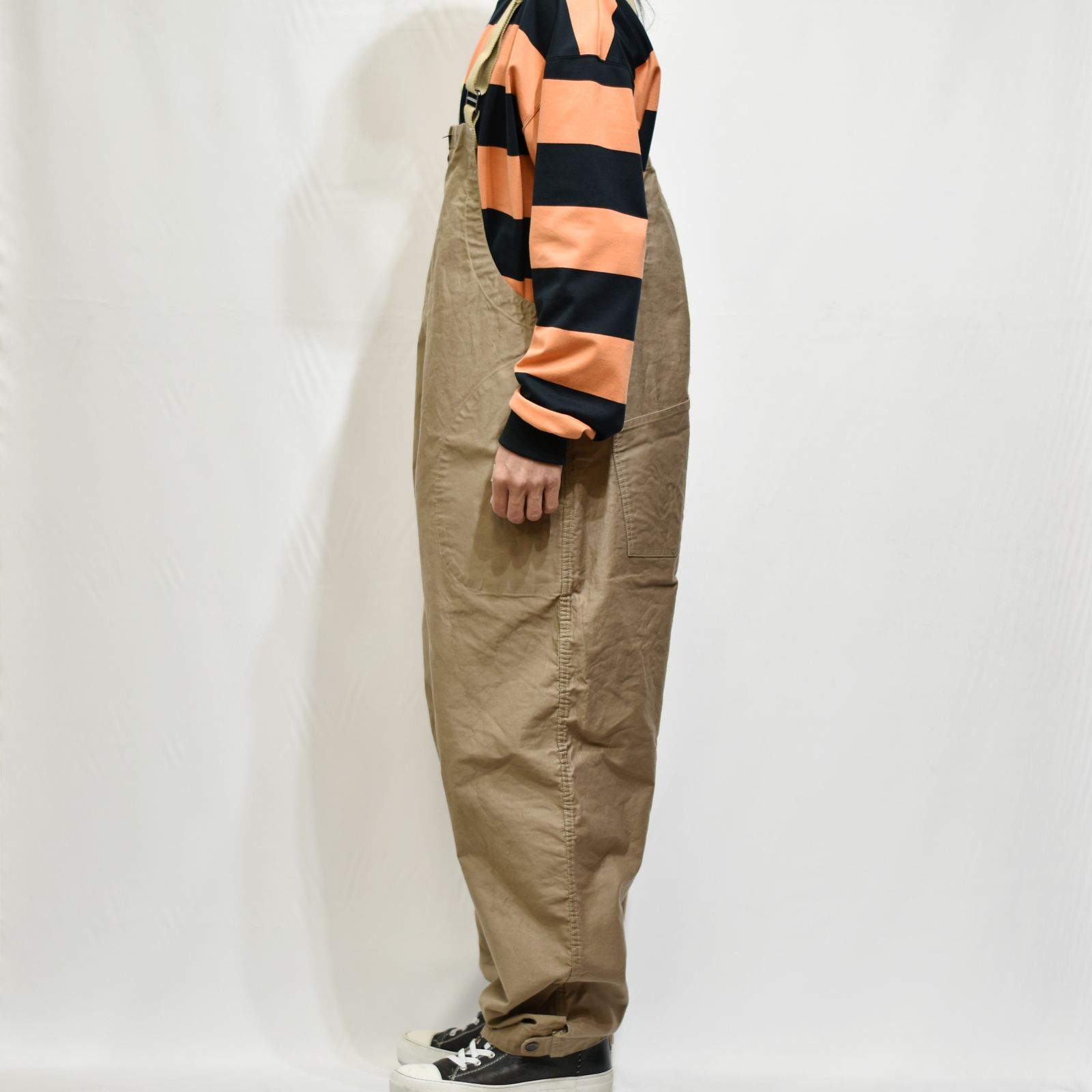 CALEE - DECK TYPE WIDE OVERALLS (KHAKI) | chord online store