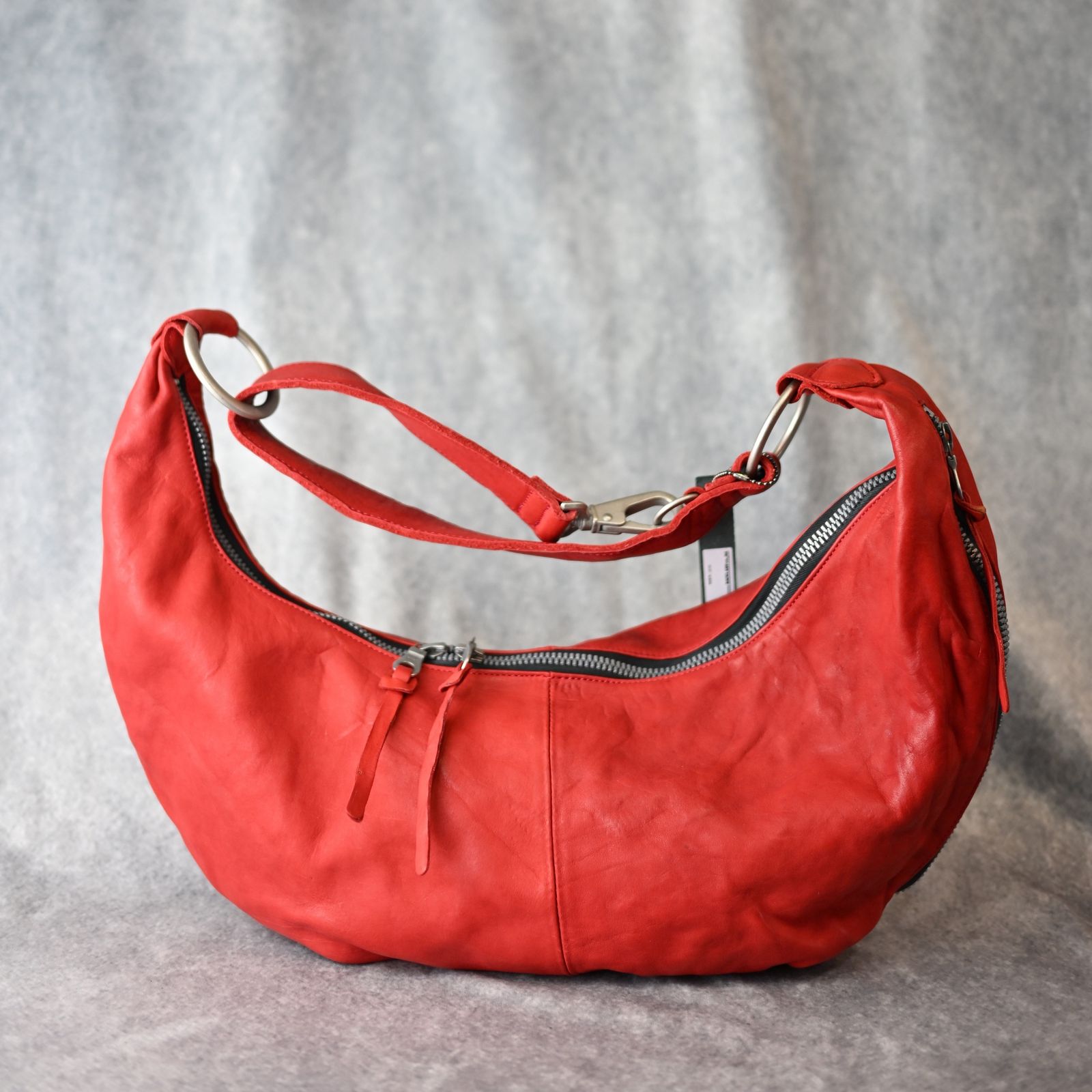 ダブルショルダーレザー フルタンニン製品染め ショルダーバッグ （RED / レッド）92-10