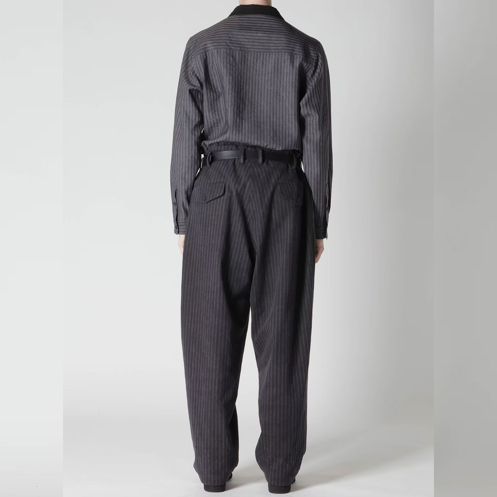 PIGMENT WASH COTTON STRIPE PANTS （GRAY） / ワイド ストライプパンツ （グレー） / HO-P17-533-1-02