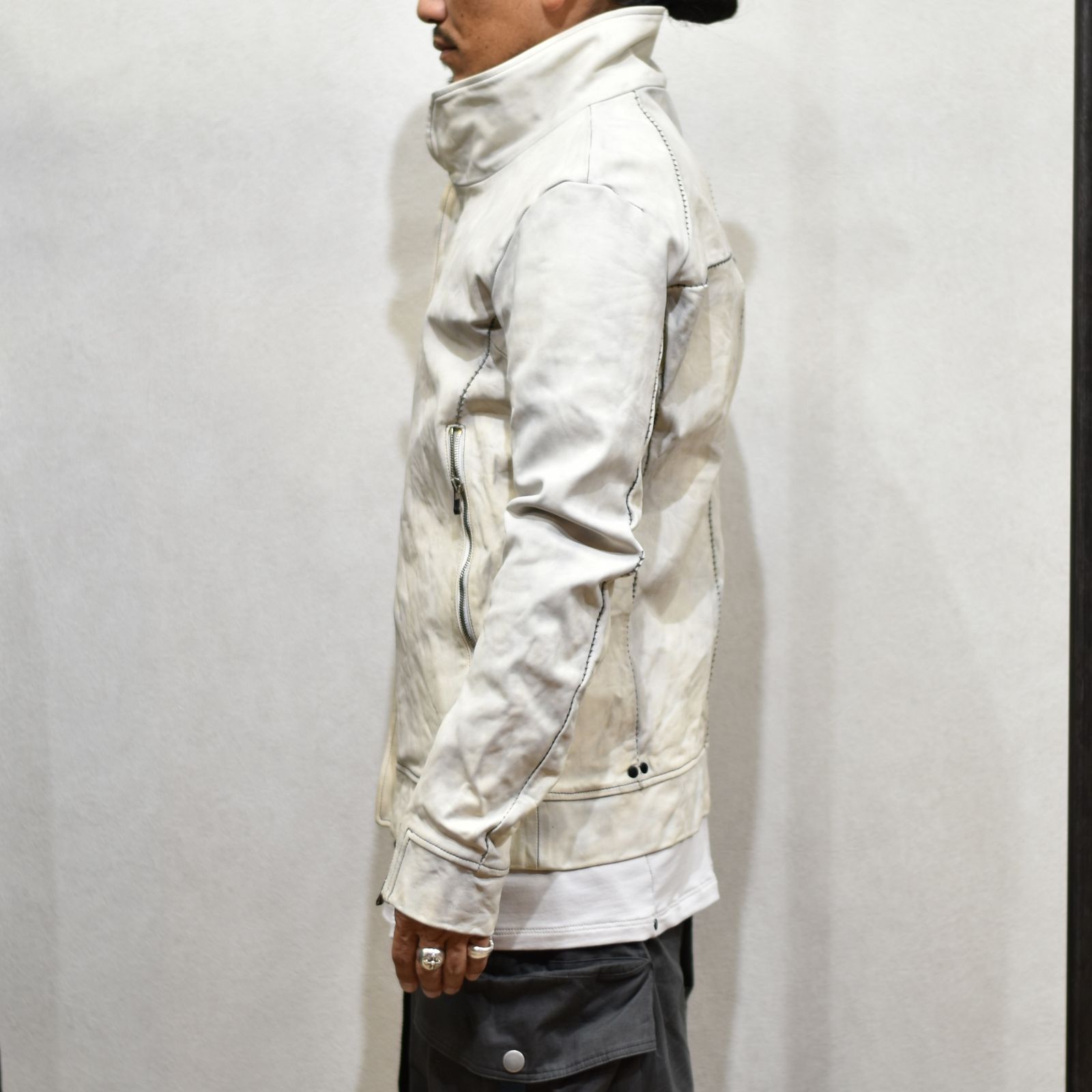 HORSE WHITE L.HI NECK BIAS ZIP RIB BL.LINED MB-1S