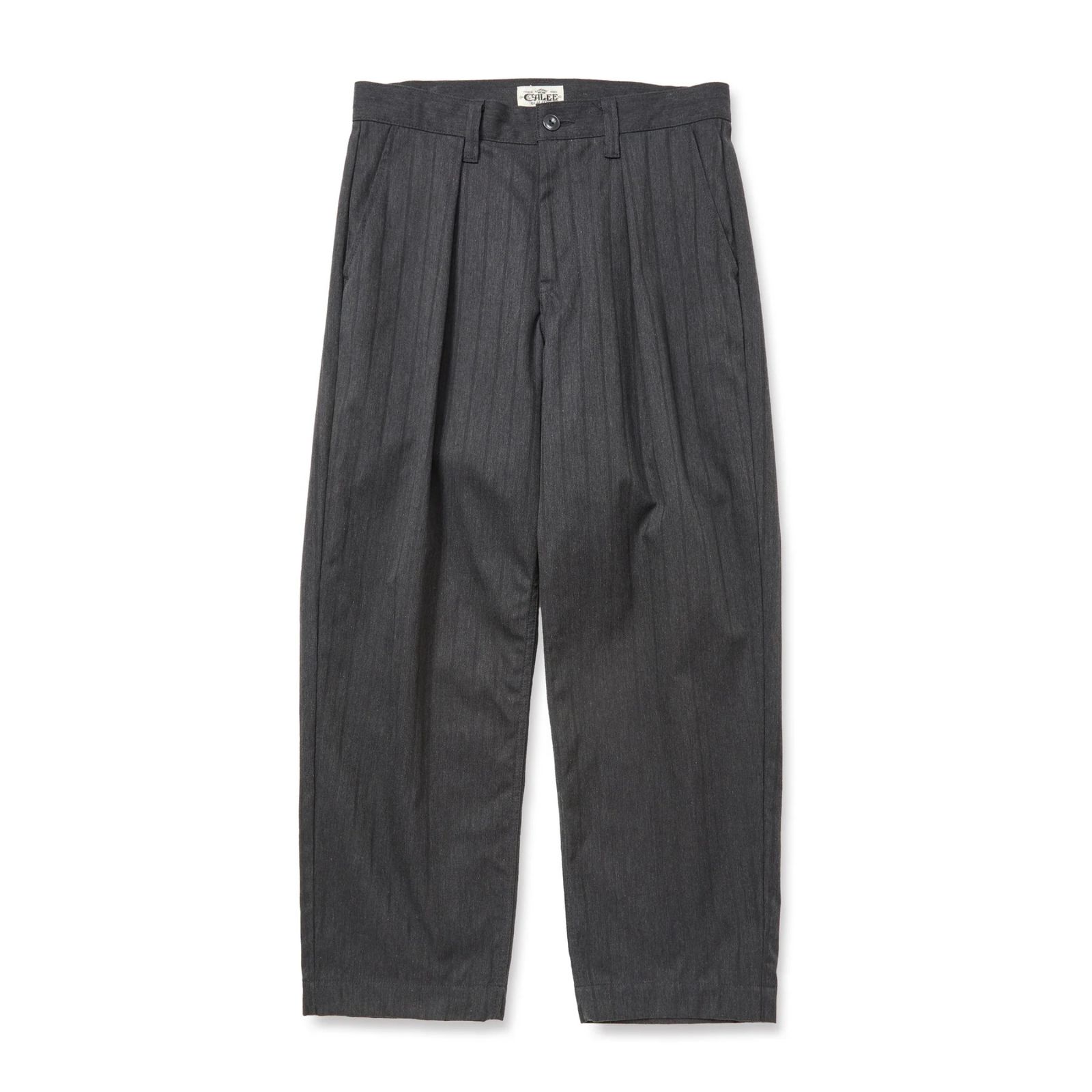 PINSTRIPE TUCK WIDE SLACKS (CHARCOAL)｜ピンストライプタックワイドスラックス｜CL-25AW022