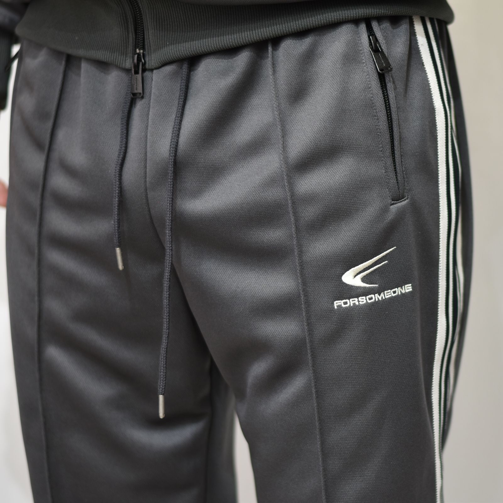 FORSOMEONE - FF TRACK PANTS (GRAY) トラックラインパンツ フレア